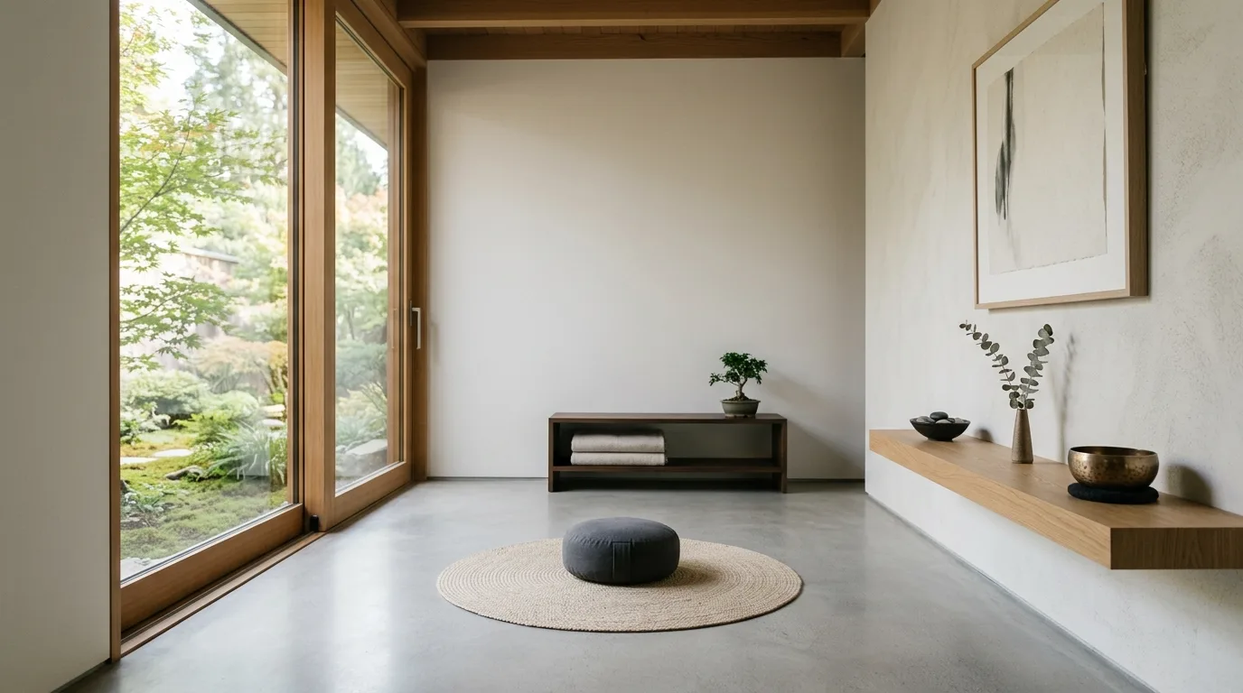 Use candles or lamps for a gentler evening ritual inspiration for a meditation space.